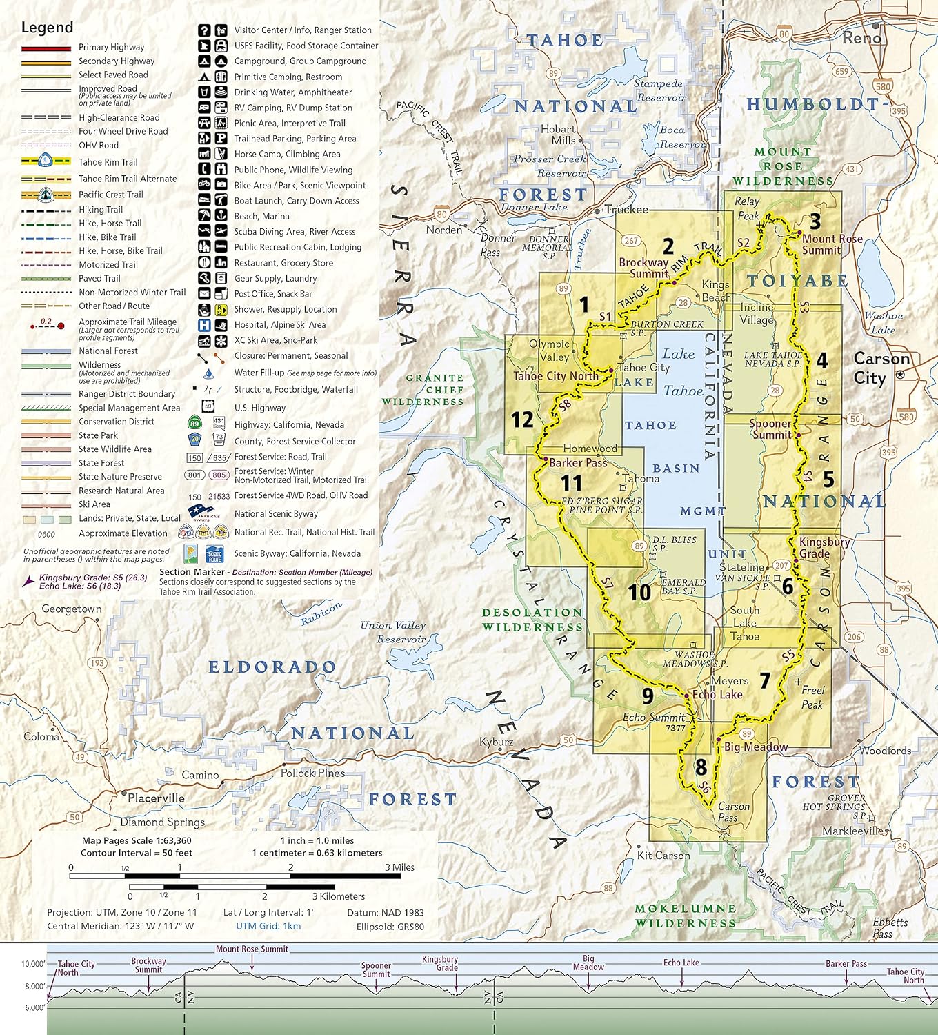 Tahoe Rim Trail Map (National Geographic Topographic Map Guide, 1013) - Image 2
